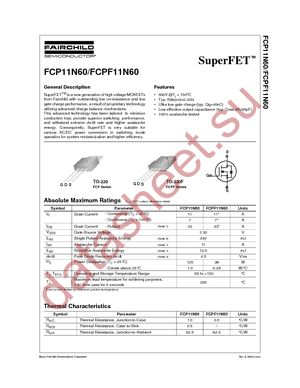 FCPF11N60 datasheet  